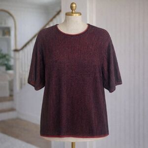 CARLISLE Vintage 100% Silk 2-Tone Woven Knit Tshirt Sweater Lg.